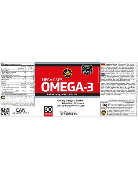 All Stars Omega 3 Kapseln 90 Stk  Etikett