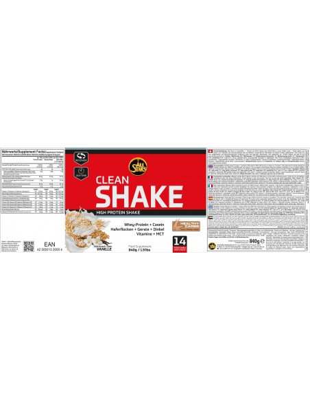All Stars Clean Shake - Clean Meal 840g Etikett