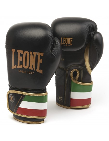 Qualità italiana: guantoni da boxe in pelle Leone Italia in nero