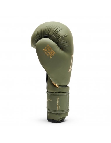 Discover the Leone Military Edition Boxing Gloves: Matt Green & Gold