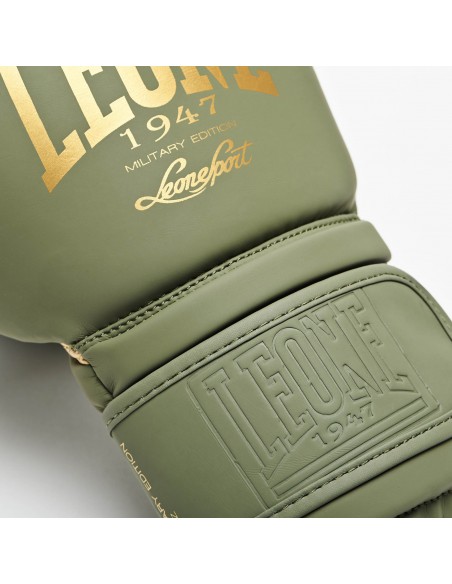 Scopri i guantoni da boxe Leone Military Edition: Verde opaco e oro