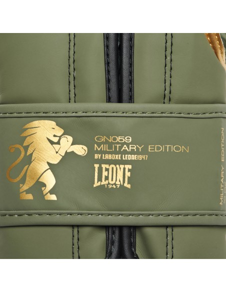 Discover the Leone Military Edition Boxing Gloves: Matt Green & Gold