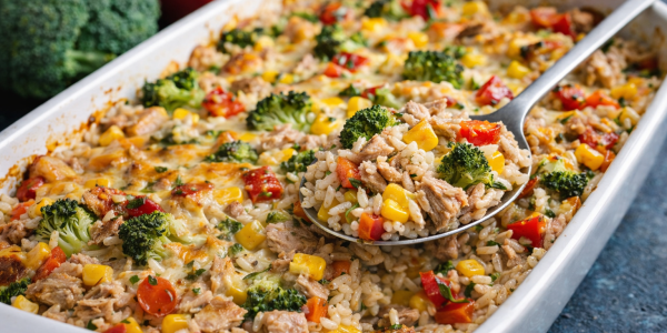 Soufflé de riz coloré au thon