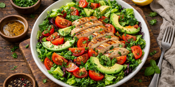 Salade à l'avocat et au poulet